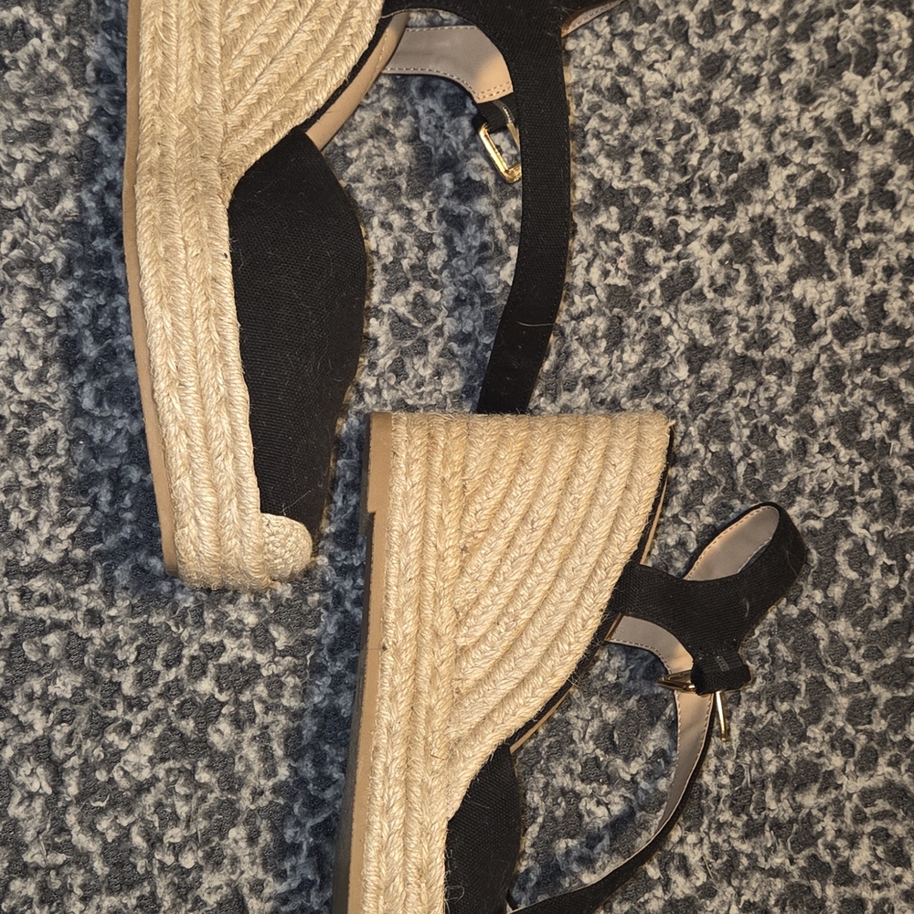 Time and Tru Black Espadrille Wedges